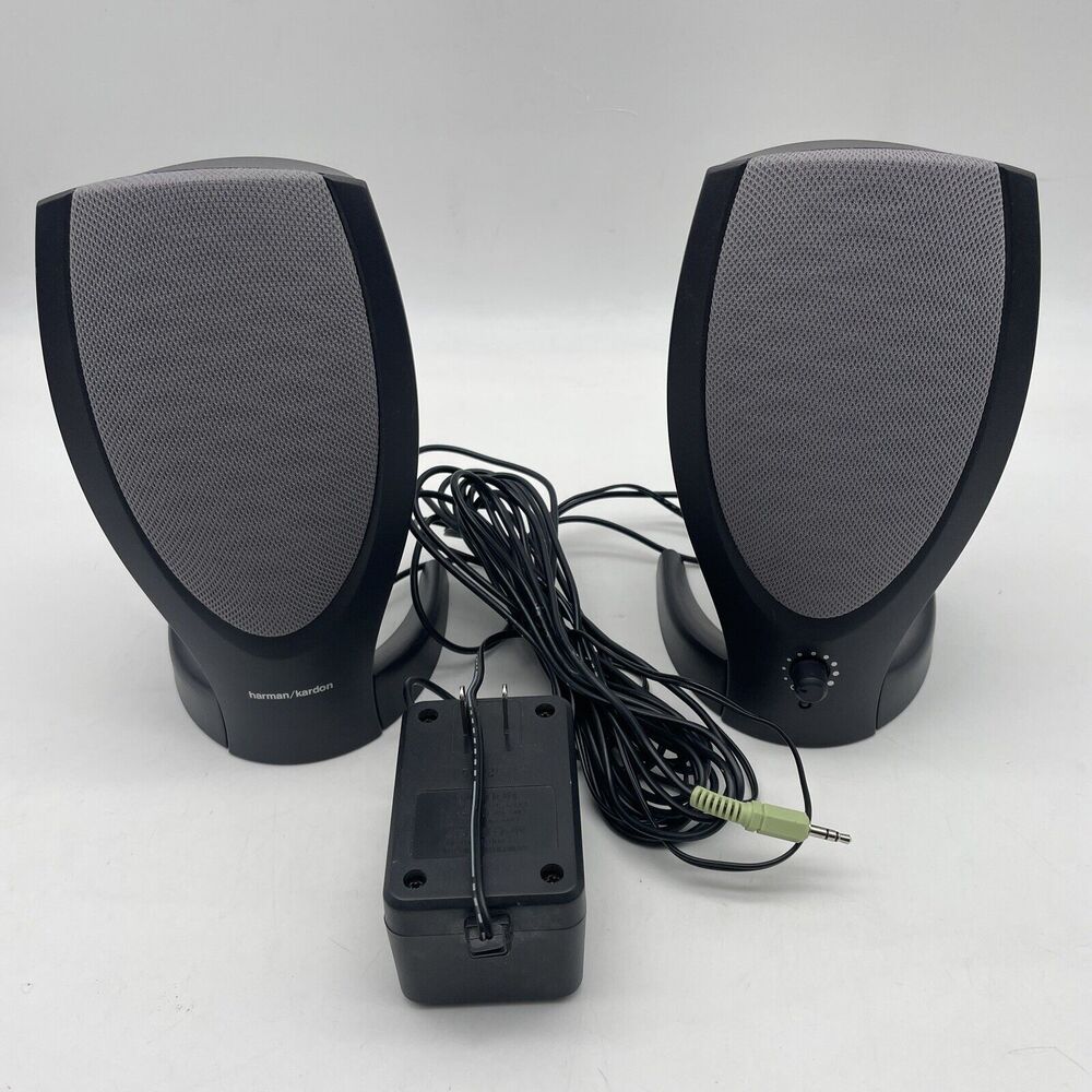 HARMON KARDON REV A00 Computer Speakers 2.0 Anolog 3.5mm Audio Jack input plug